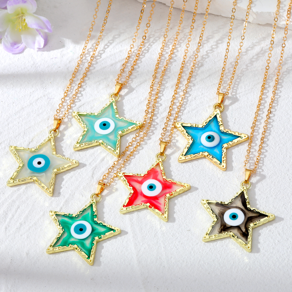 1 Piece Fashion Star Eye Resin Inlay Resin Unisex Pendant Necklace display picture 9
