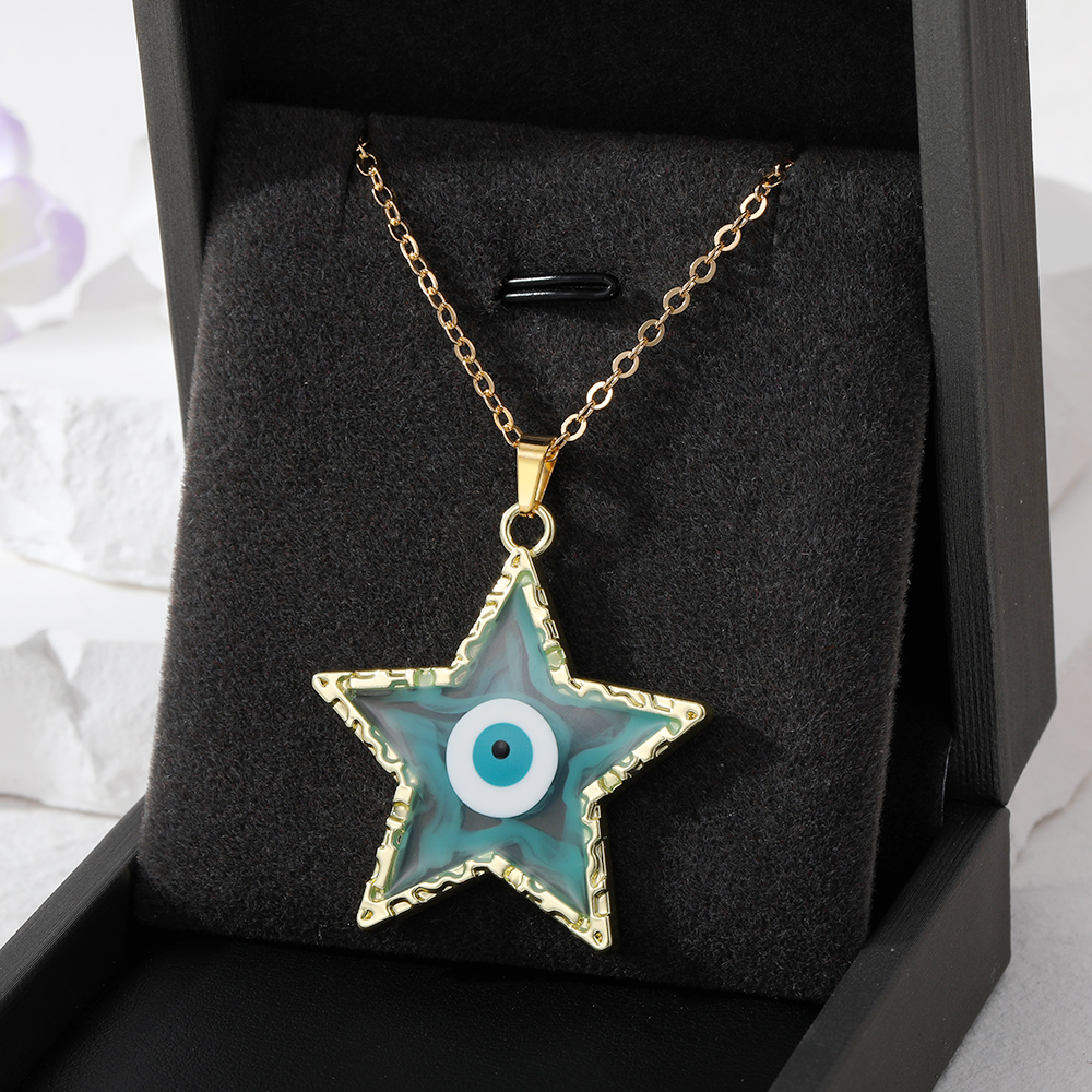 1 Piece Fashion Star Eye Resin Inlay Resin Unisex Pendant Necklace display picture 6