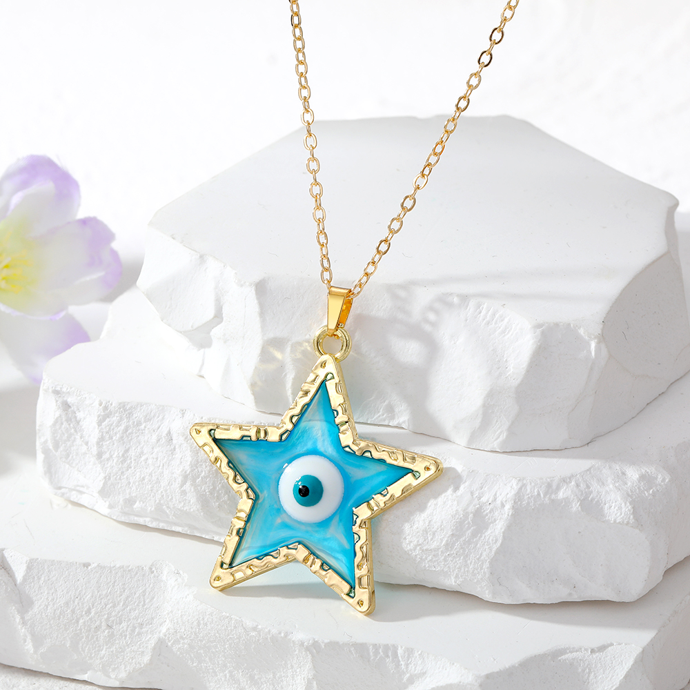 1 Piece Fashion Star Eye Resin Inlay Resin Unisex Pendant Necklace display picture 4