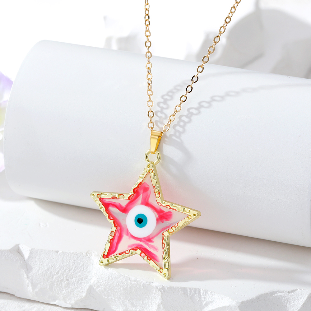 1 Piece Fashion Star Eye Resin Inlay Resin Unisex Pendant Necklace display picture 2
