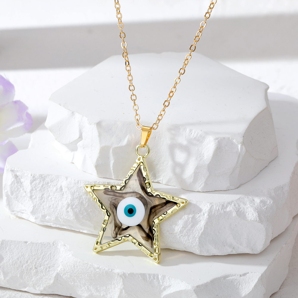 1 Piece Fashion Star Eye Resin Inlay Resin Unisex Pendant Necklace display picture 5