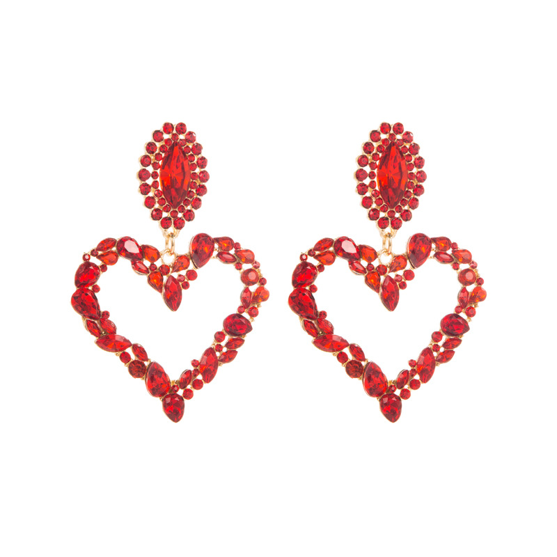 1 Pair Shiny Heart Shape Alloy Plating Inlay Rhinestones Glass Gold Plated Women's Drop Earrings display picture 11