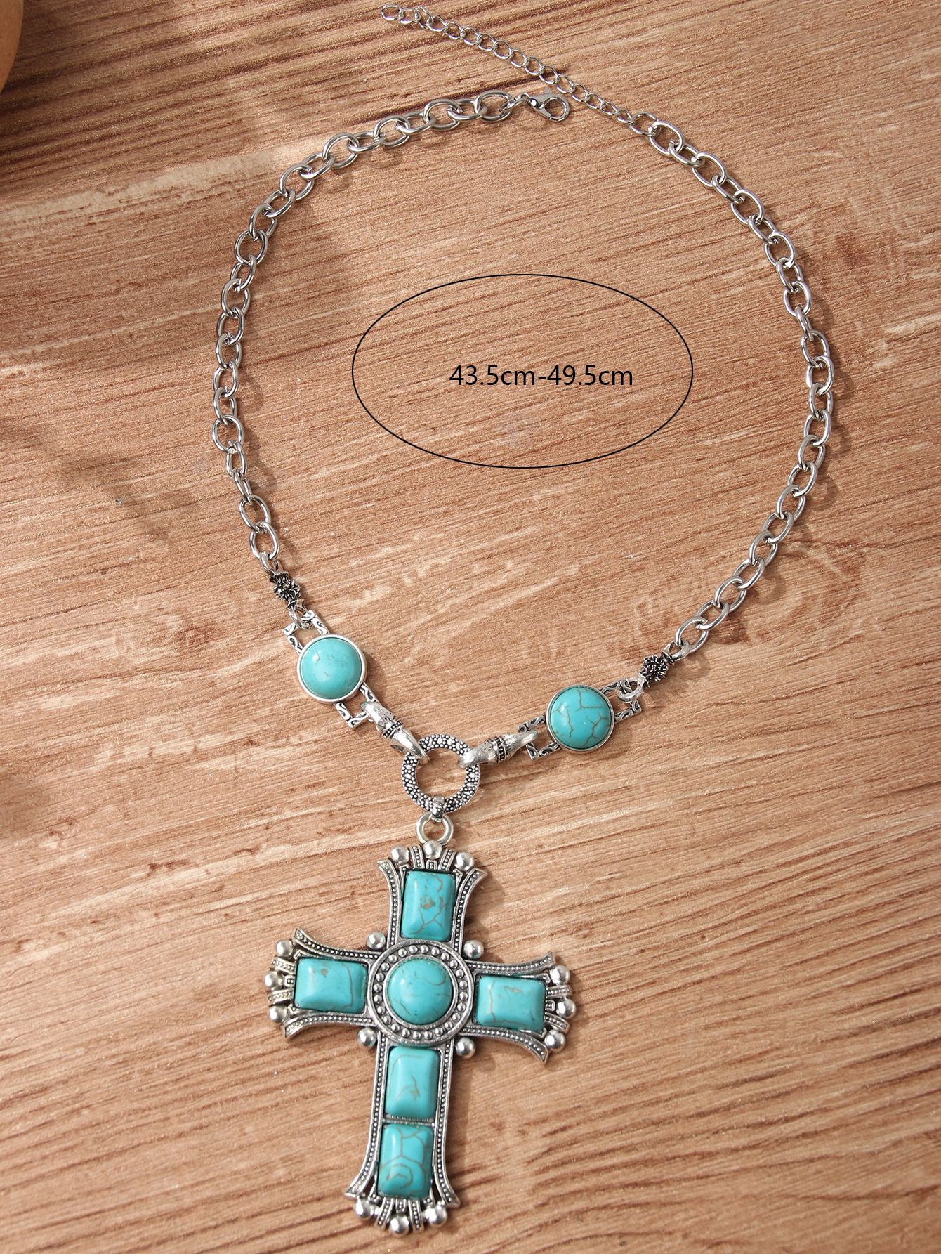 Retro Cross Alloy Hollow Out Inlay Turquoise Unisex Sweater Chain display picture 1