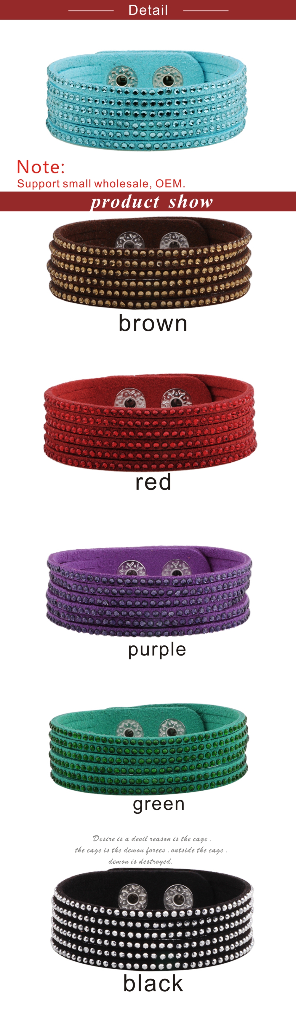 Fashion Solid Color Rhinestone Suede Inlay Rhinestones Women's Wristband display picture 1