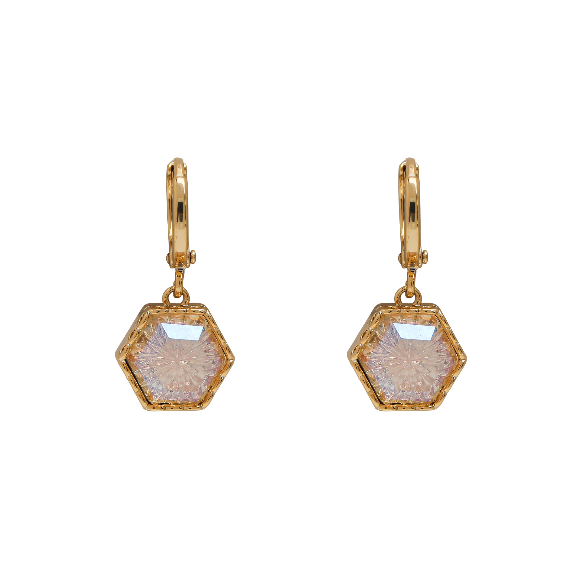 1 Pair Retro Sweet Geometric Inlay Copper Artificial Crystal 18K Gold Plated Drop Earrings display picture 6