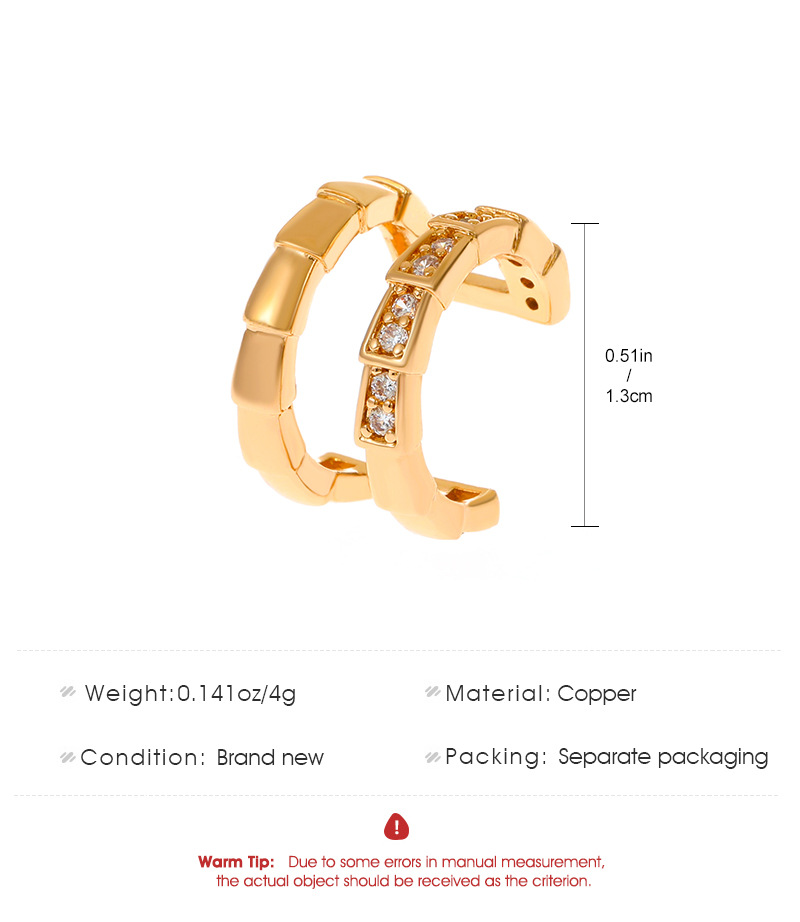 1 Stück Mode C-form Inlay Kupfer Künstlicher Diamant 14 Karat Vergoldet Ohrclips display picture 5