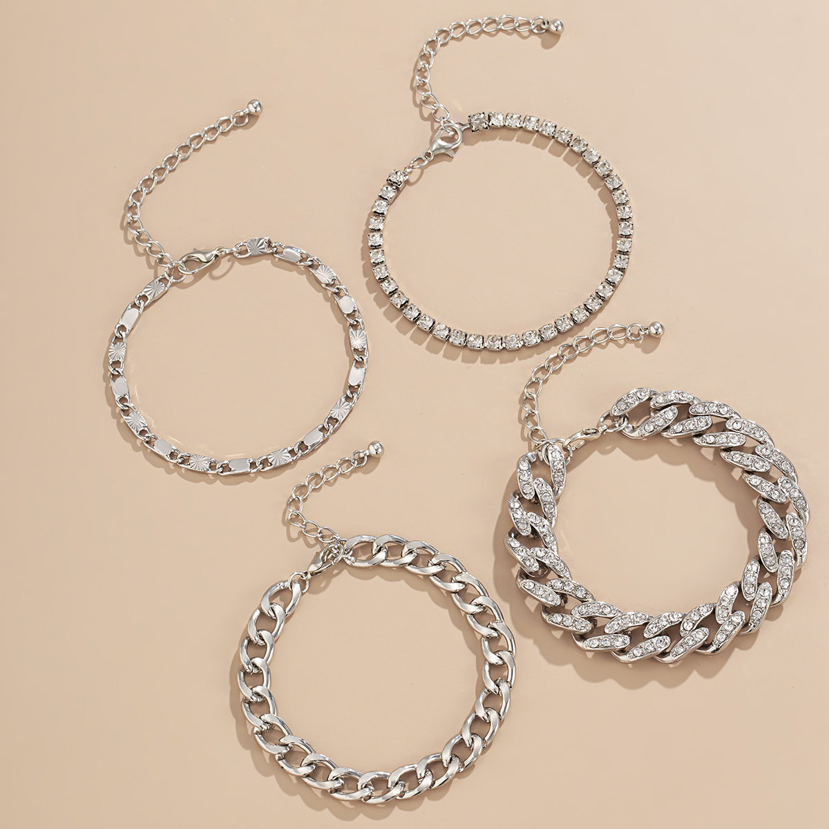 Hip-Hop Circle Iron Aluminum Inlay Rhinestones Women'S Bracelets display picture 5