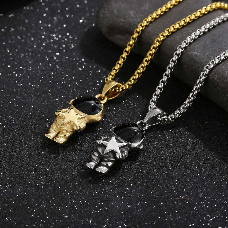 1 Piece Hip-hop Astronaut Stainless Steel Enamel Plating Chain Pendant Necklace display picture 8