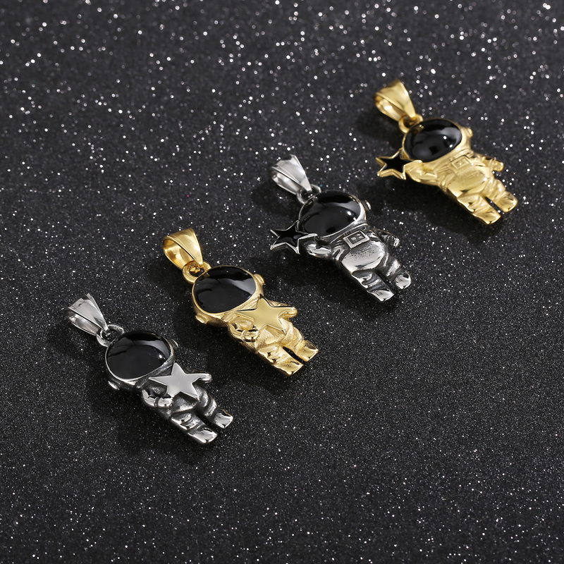 1 Piece Hip-hop Astronaut Stainless Steel Enamel Plating Chain Pendant Necklace display picture 2