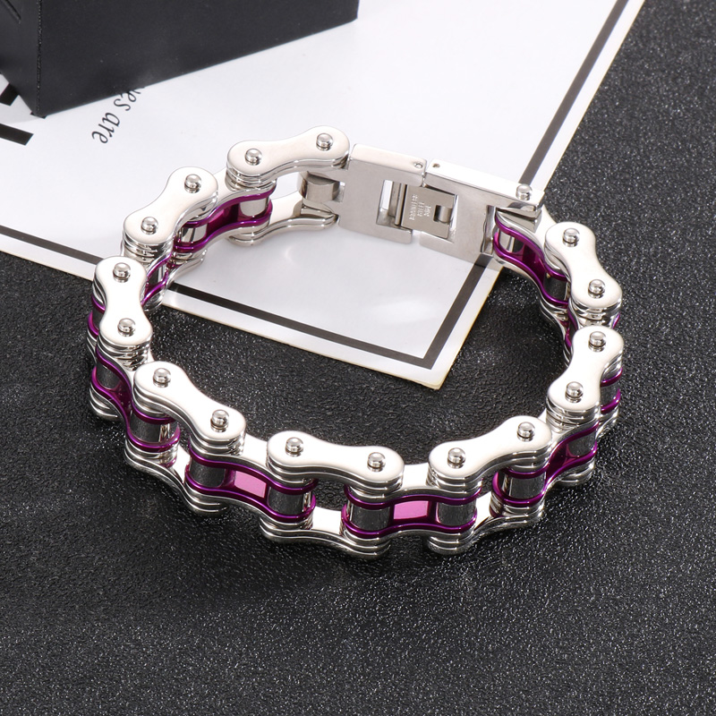 1 Piece Hip-hop Color Block Titanium Steel Men's Bracelets display picture 7