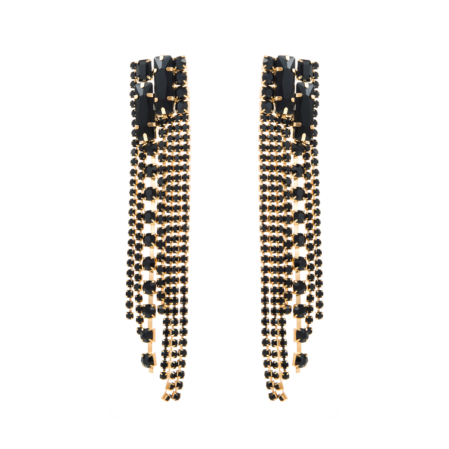 1 Pair Shiny Tassel Alloy Plating Inlay Rhinestones Glass Gold Plated Women's Drop Earrings display picture 8