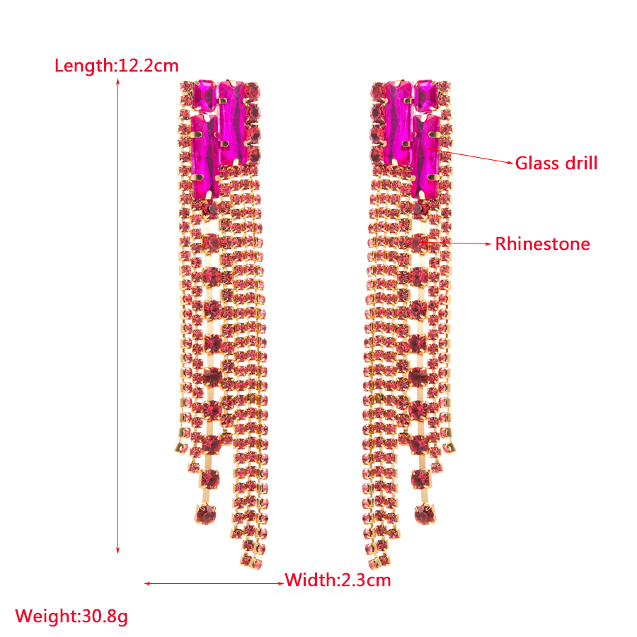 1 Pair Shiny Tassel Alloy Plating Inlay Rhinestones Glass Gold Plated Women's Drop Earrings display picture 1