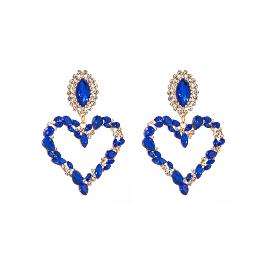 1 Pair Shiny Heart Shape Alloy Plating Inlay Rhinestones Glass Gold Plated Women's Drop Earrings display picture 15