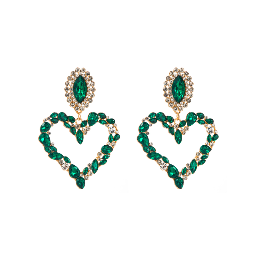 1 Pair Shiny Heart Shape Alloy Plating Inlay Rhinestones Glass Gold Plated Women's Drop Earrings display picture 13