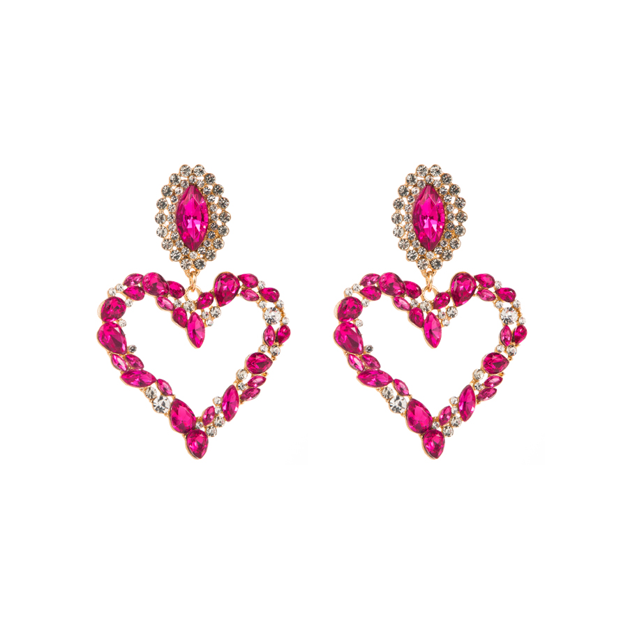 1 Pair Shiny Heart Shape Alloy Plating Inlay Rhinestones Glass Gold Plated Women's Drop Earrings display picture 14