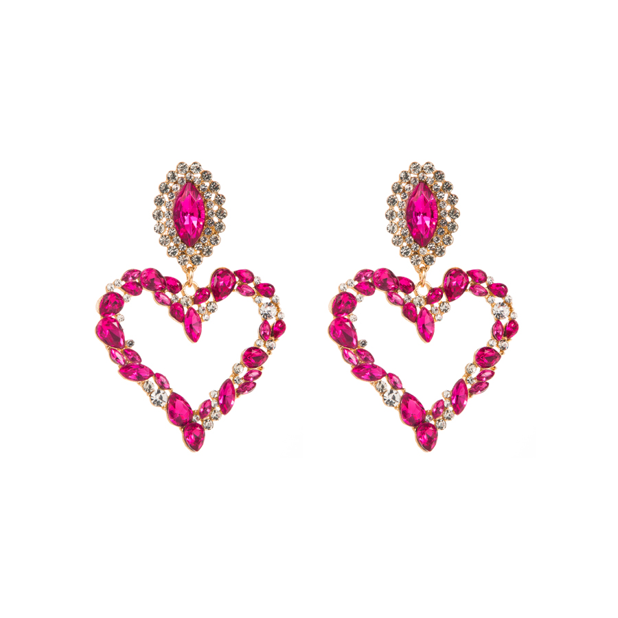 1 Par Brillante Forma De Corazón Aleación Enchapado Embutido Diamantes De Imitación Vidrio Chapado En Oro Mujeres Pendientes De Gota display picture 14