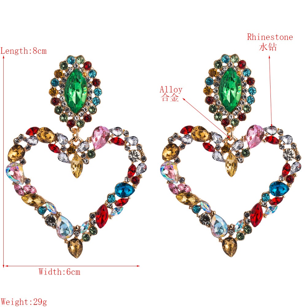 1 Pair Shiny Heart Shape Alloy Plating Inlay Rhinestones Glass Gold Plated Women's Drop Earrings display picture 1