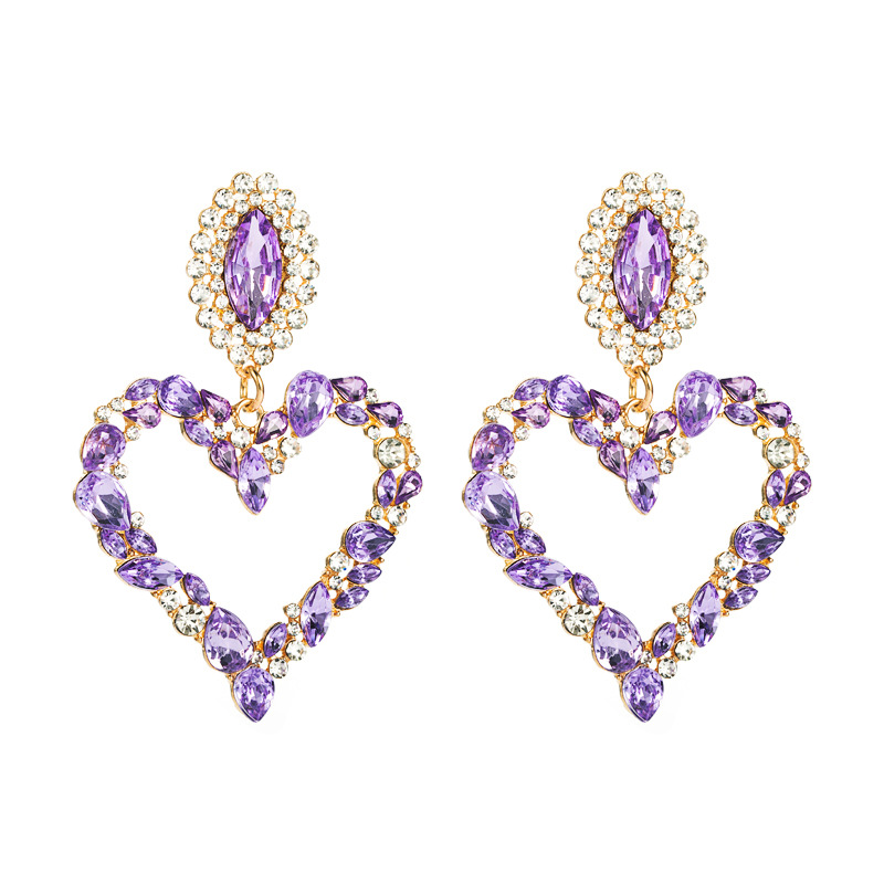 1 Pair Shiny Heart Shape Alloy Plating Inlay Rhinestones Glass Gold Plated Women's Drop Earrings display picture 10
