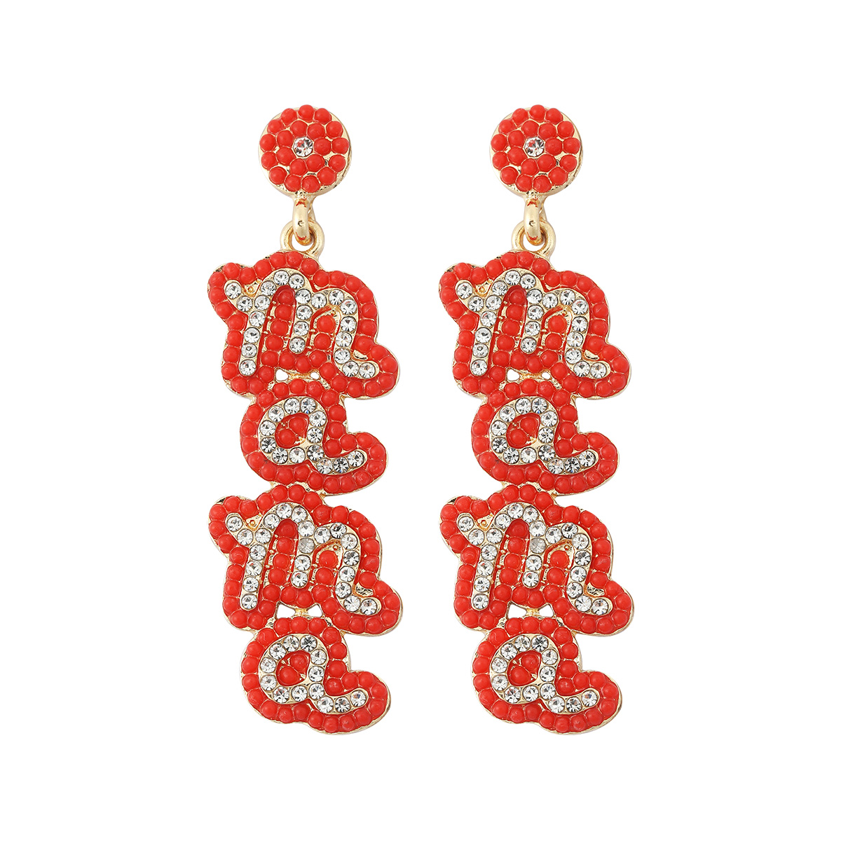 Wholesale Jewelry 1 Pair Mama Letter Alloy Rhinestones Drop Earrings display picture 4