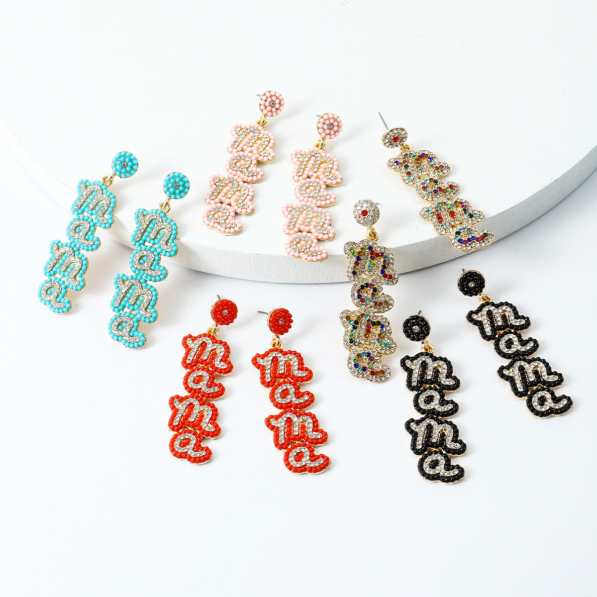 Wholesale Jewelry 1 Pair Mama Letter Alloy Rhinestones Drop Earrings display picture 6