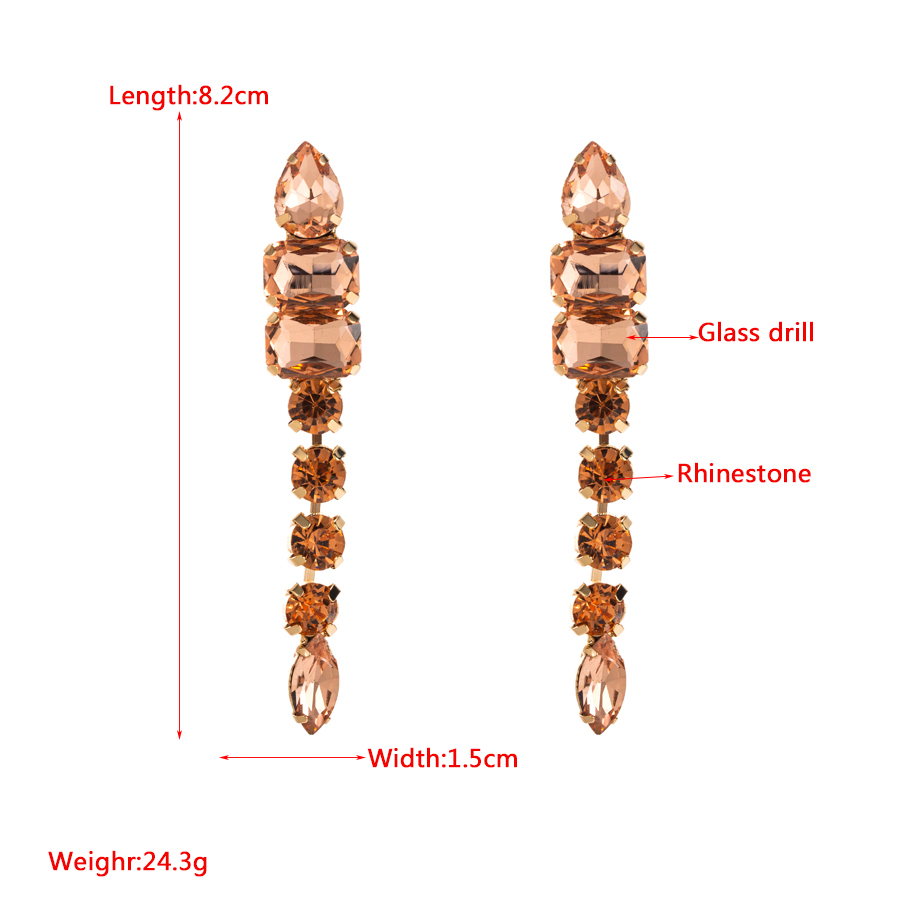 Wholesale Jewelry 1 Pair Shiny Square Water Droplets Alloy Rhinestones Glass Gold Plated Drop Earrings display picture 1