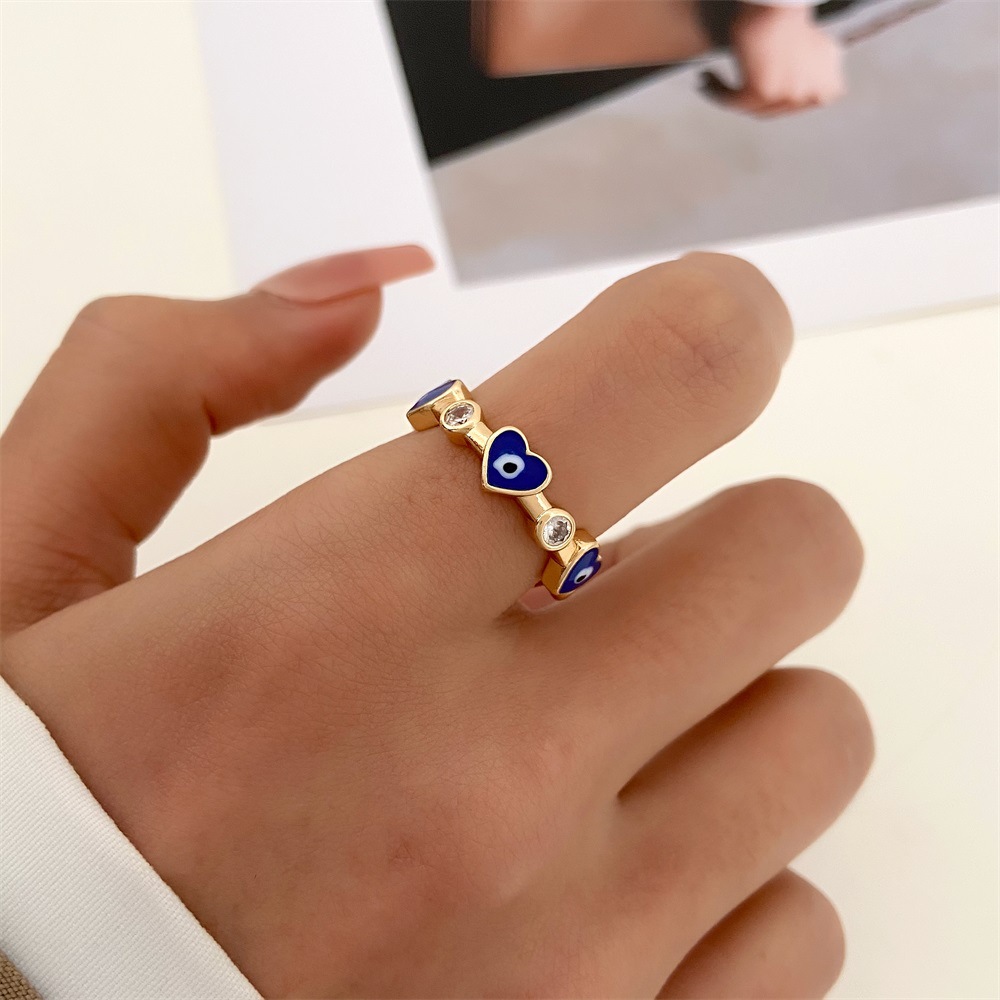 Vintage Style Simple Style Eye Copper Plating Inlay Zircon 14k Gold Plated Open Ring display picture 5