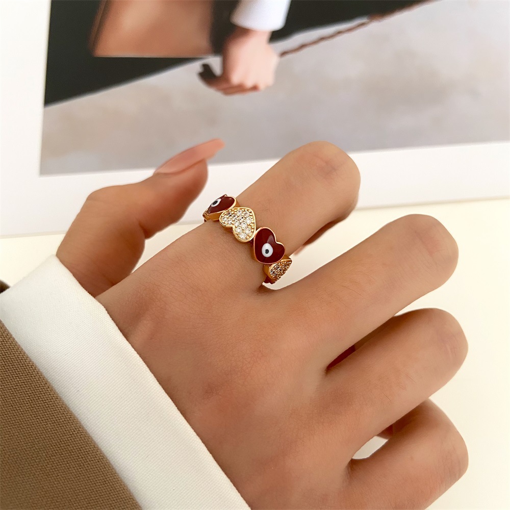 Vintage Style Simple Style Eye Copper Plating Inlay Zircon 14k Gold Plated Open Ring display picture 6