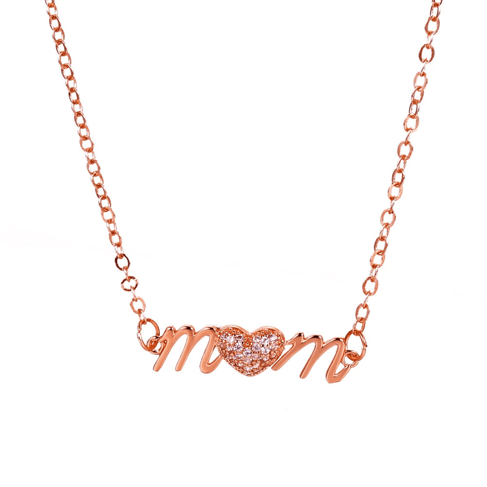 Mama Human Letter Heart Shape Copper Inlay Rhinestones Zircon Gold Plated Silver Plated Necklace display picture 17
