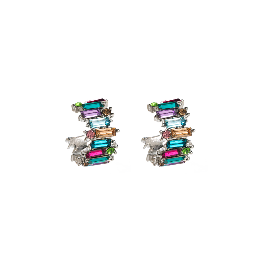 1 Pair Shiny C Shape Inlay Alloy Rhinestones Glass Gold Plated Silver Plated Ear Studs display picture 8