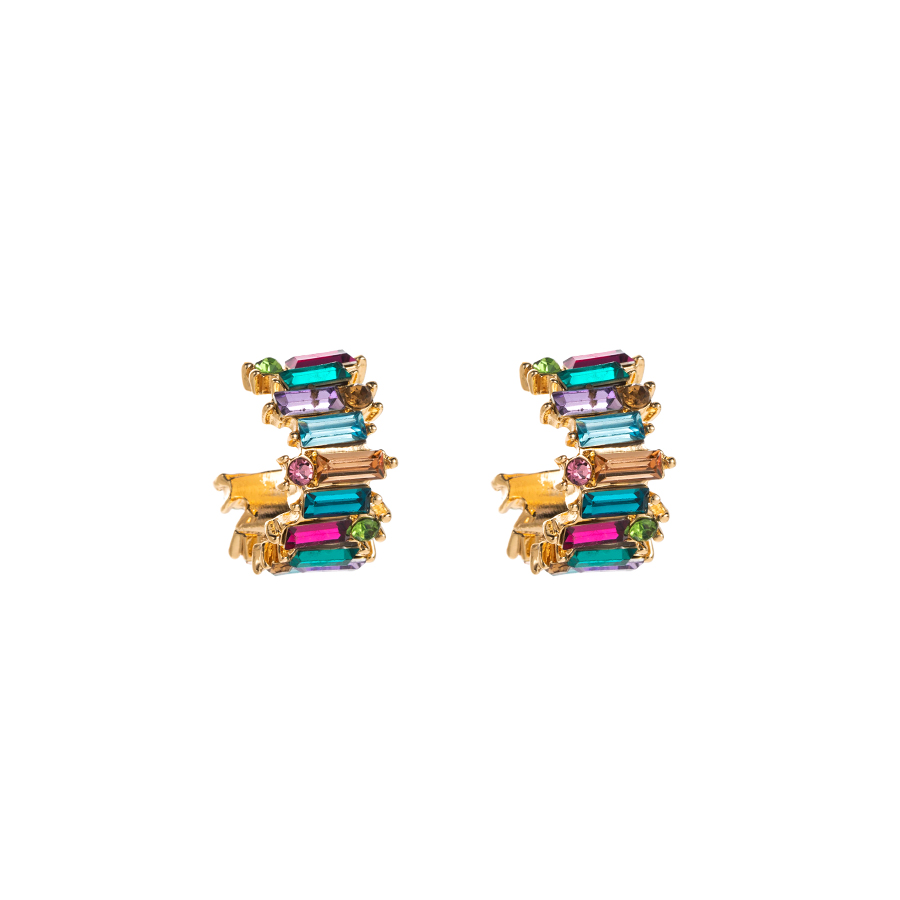 1 Pair Shiny C Shape Inlay Alloy Rhinestones Glass Gold Plated Silver Plated Ear Studs display picture 5