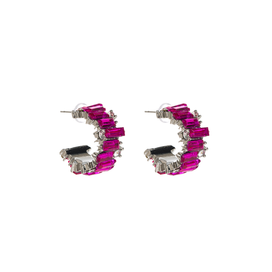 1 Pair Shiny C Shape Inlay Alloy Rhinestones Glass Gold Plated Silver Plated Ear Studs display picture 4