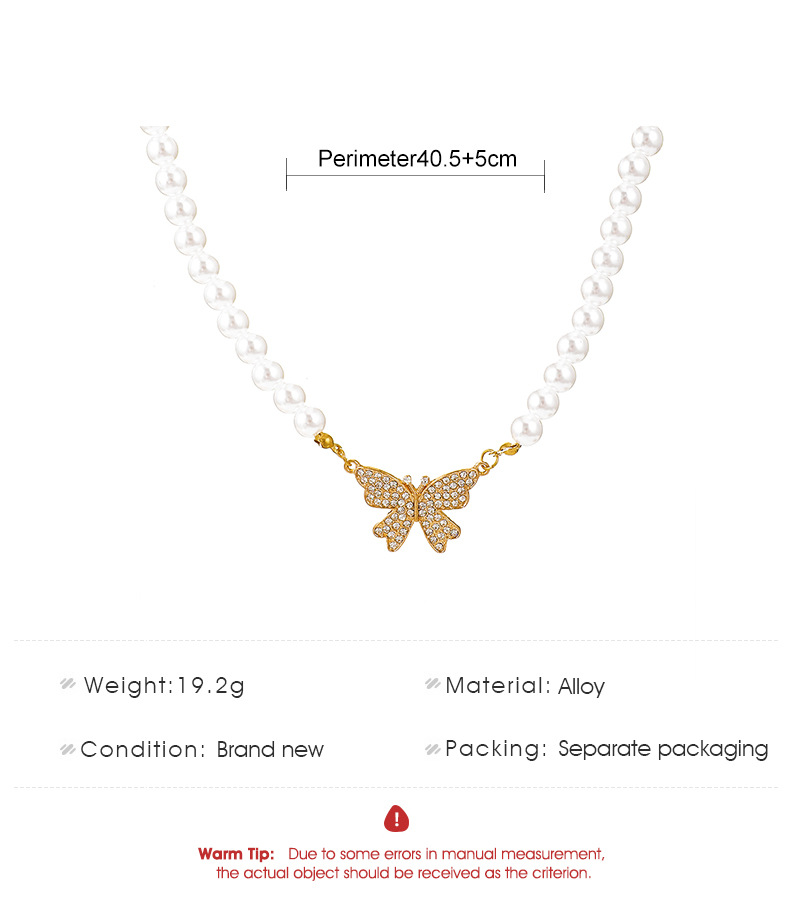 Casual Elegant Butterfly Imitation Pearl Alloy Beaded Inlay Rhinestones Women's Pendant Necklace display picture 1
