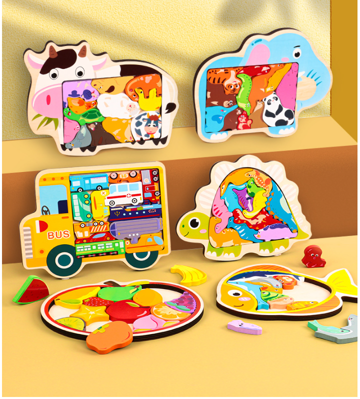 1 Set Puzzles Toddler(3-6years) Fruit Wood Toys display picture 1