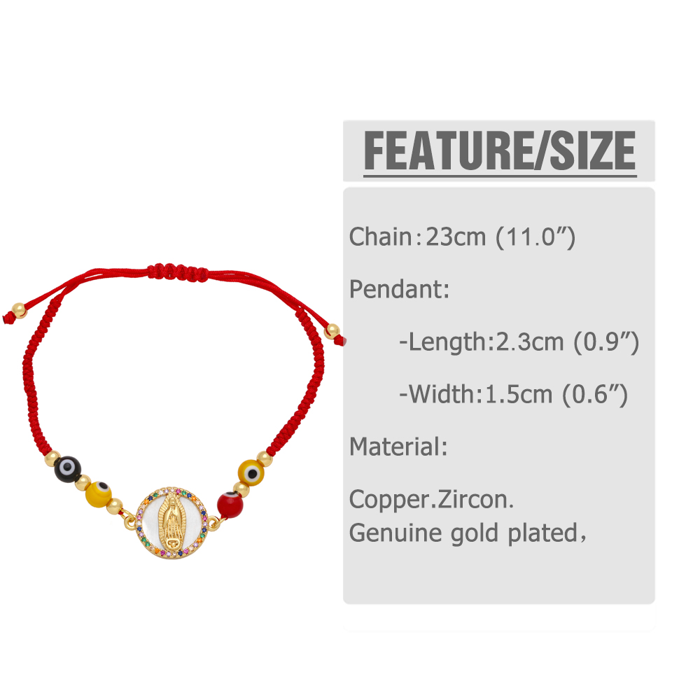 Ins Style Portrait Devil's Eye Rope Copper Plating Braid Inlay Zircon 18k Gold Plated Women's Bracelets display picture 1
