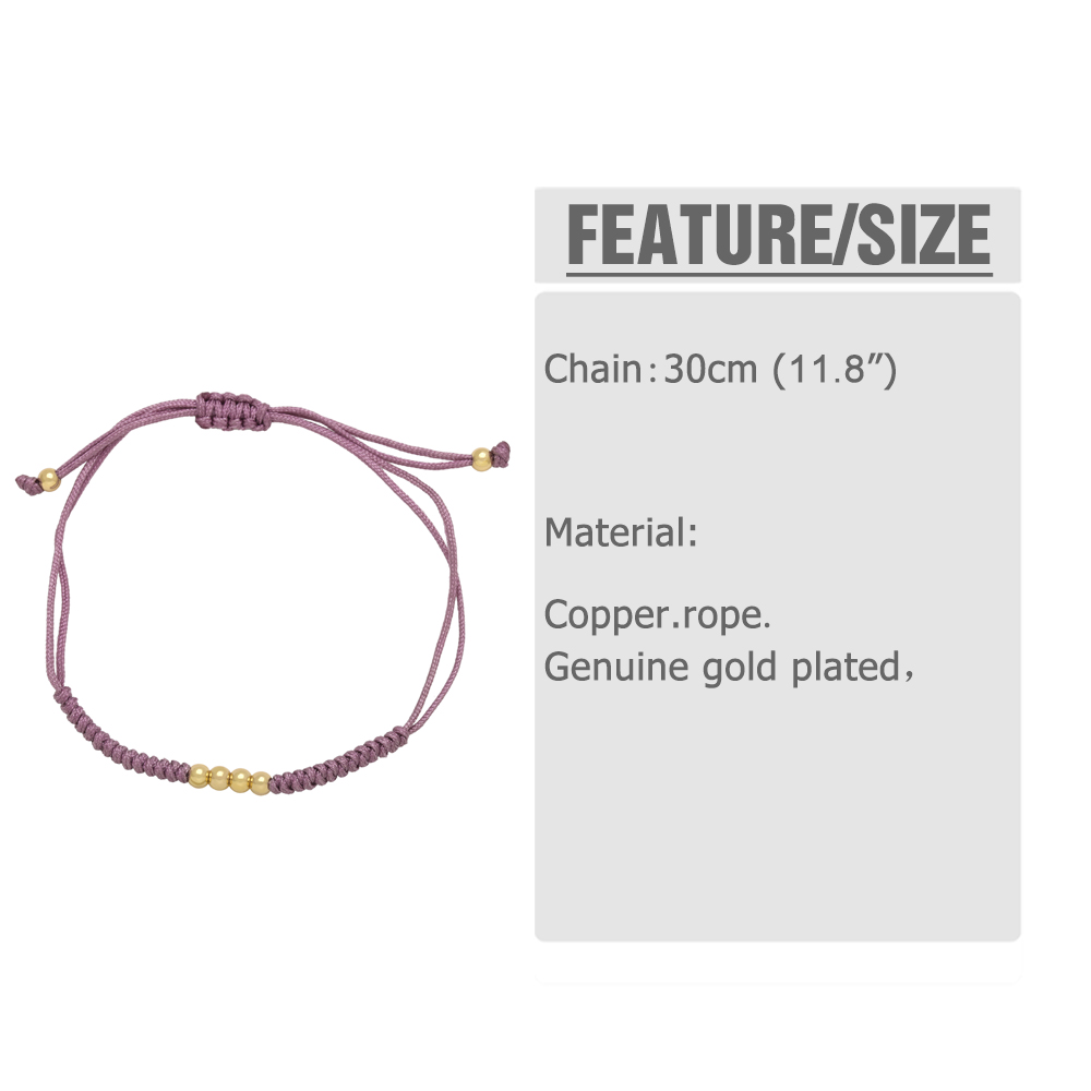 Simple Style Round Rope Copper Beaded Plating Braid 18k Gold Plated Unisex Bracelets display picture 1