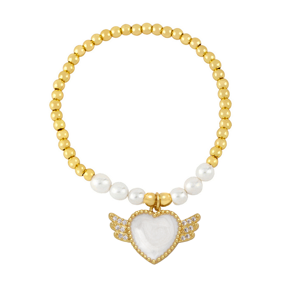 Ins Style Heart Shape Wings Copper Pearl Plating Inlay Zircon Bracelets display picture 3