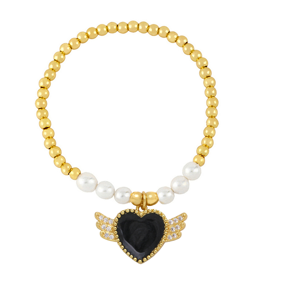 Ins Style Heart Shape Wings Copper Pearl Plating Inlay Zircon Bracelets display picture 6