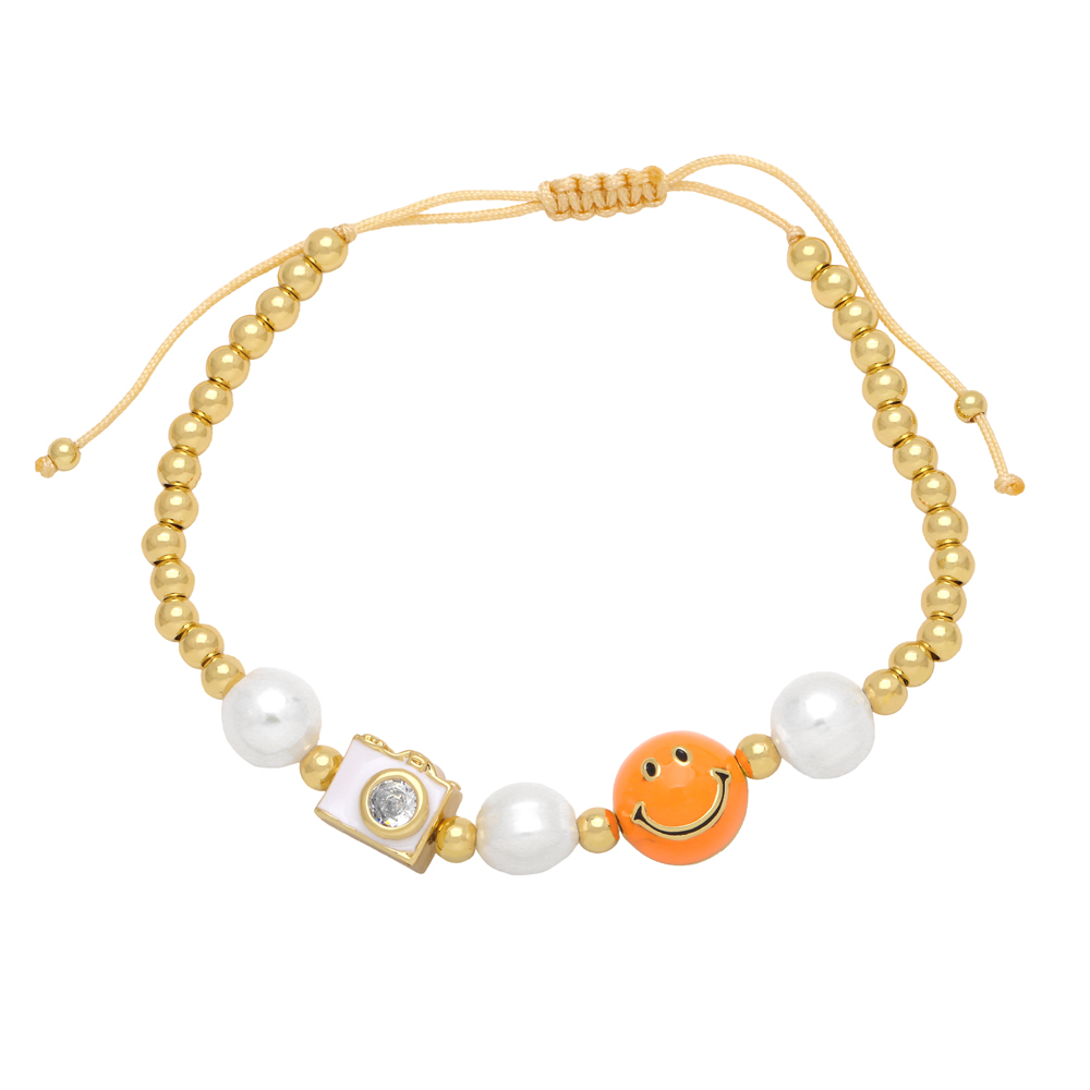 Baroque Style Camera Smiley Face Baroque Pearls Copper Beaded Plating Inlay Zircon 18k Gold Plated Women's Bracelets display picture 4
