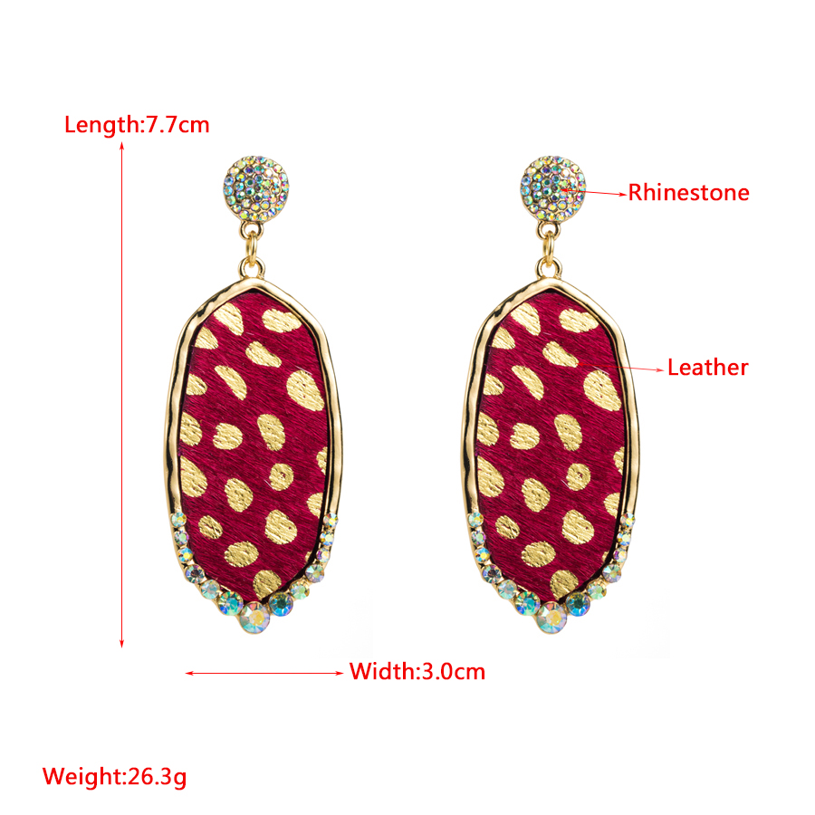 Wholesale Jewelry 1 Pair Artistic Geometric Alloy Artificial Leather Rhinestones Gold Plated Drop Earrings display picture 1