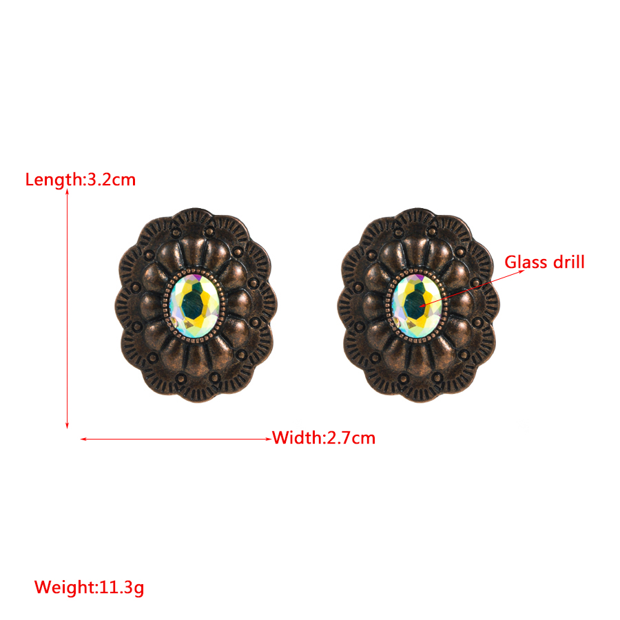 Glam Baroque Style Flower Alloy Plating Inlay Glass Silver Plated Women's Ear Studs display picture 1