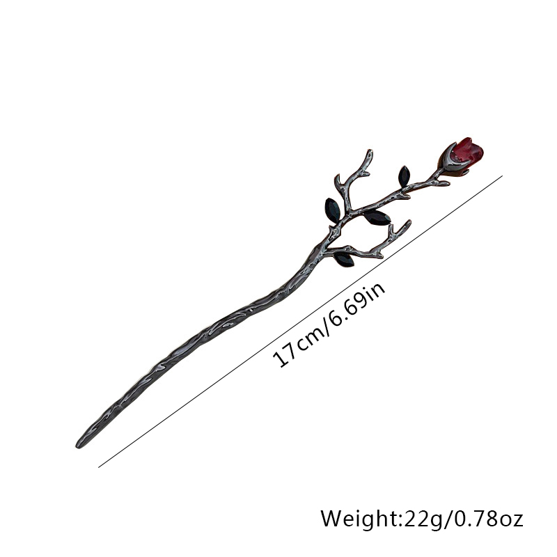 Retro Rose Alloy Plating Inlay Glass Hairpin display picture 4