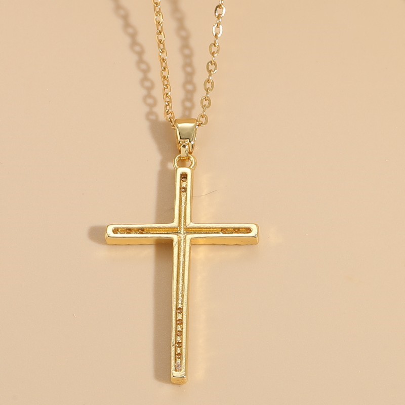 Casual Cross Copper Irregular Inlay Zircon 14k Gold Plated Necklace display picture 1