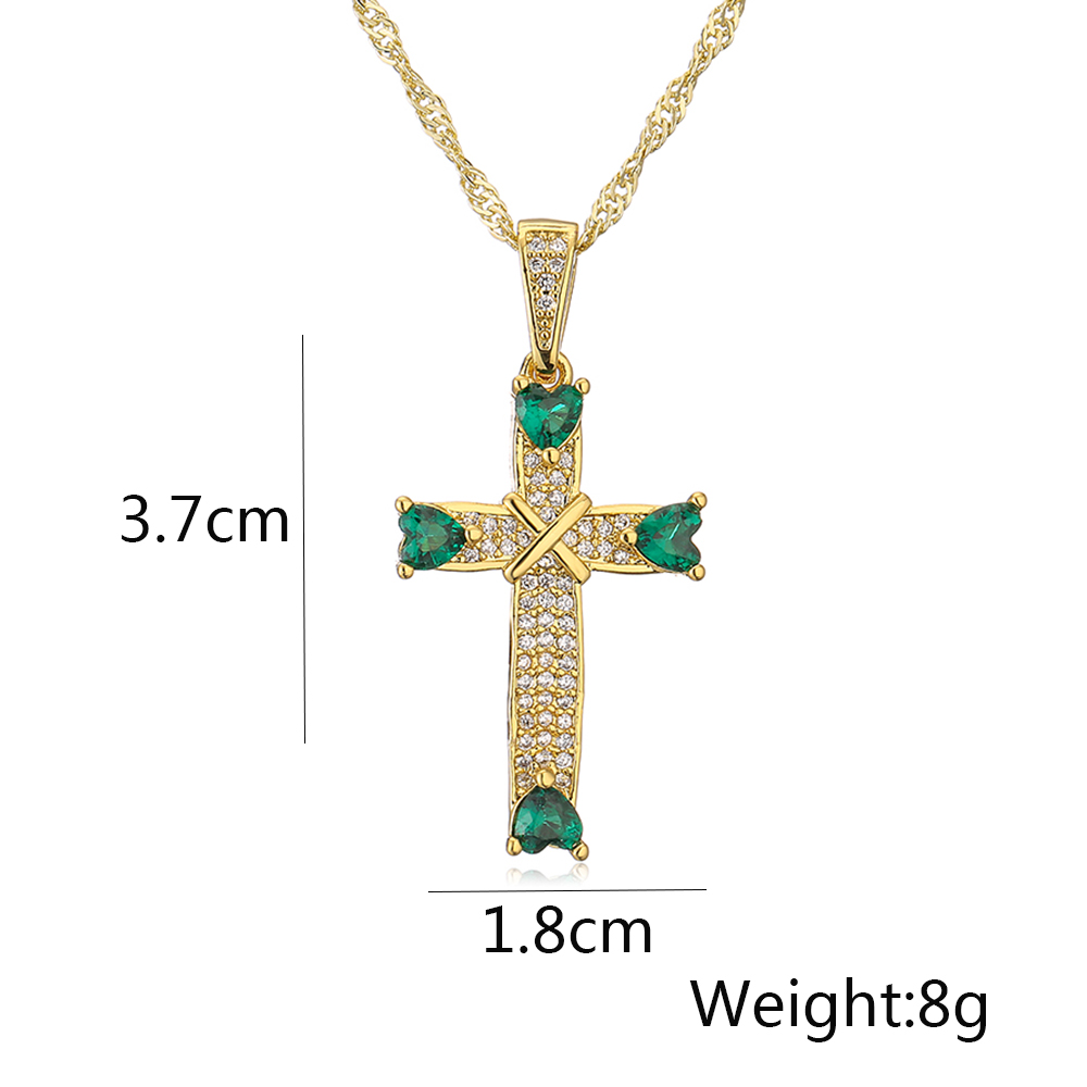 Ins Style Cross Copper Plating Inlay Zircon 18k Gold Plated Pendant Necklace display picture 1