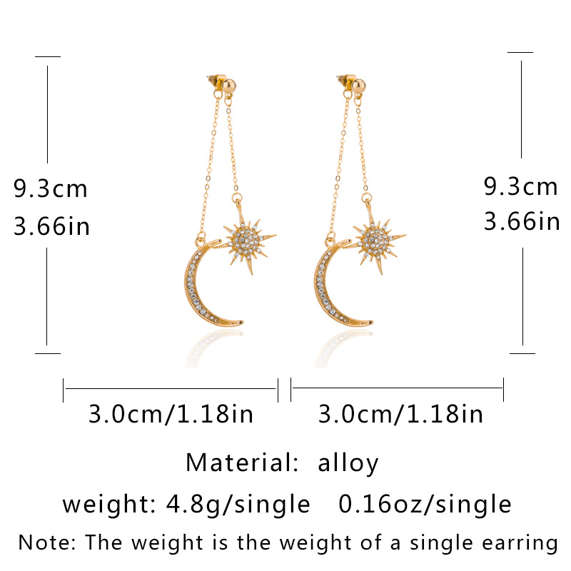 Wholesale Jewelry 1 Pair Shiny Star Moon Alloy Artificial Diamond Drop Earrings display picture 7