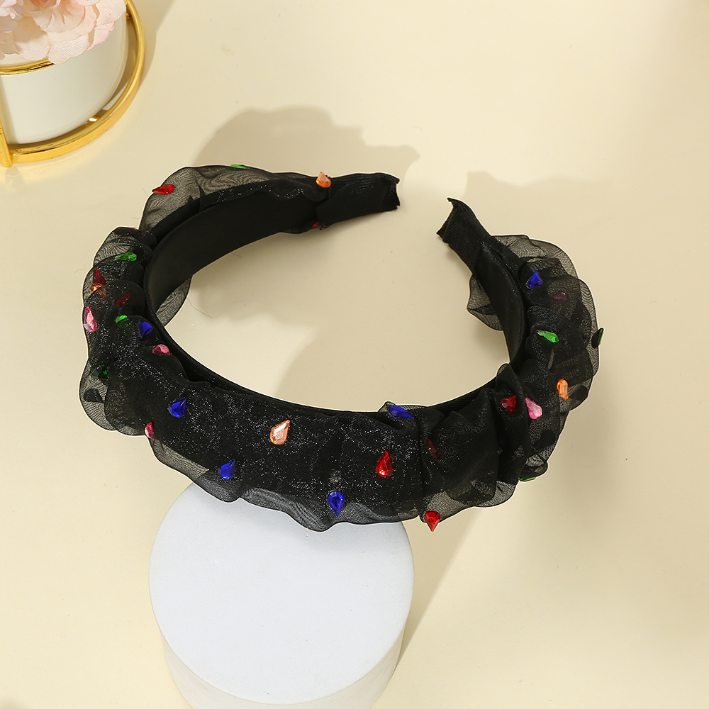 Commute Water Droplets Polka Dots Cloth Inlay Rhinestones Hair Band display picture 7