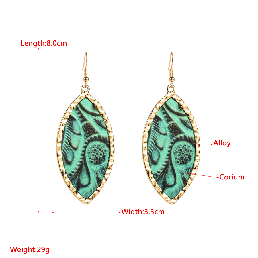 1 Pair Elegant Simple Style Printing Leaves Plating Alloy Gold Plated Drop Earrings display picture 1