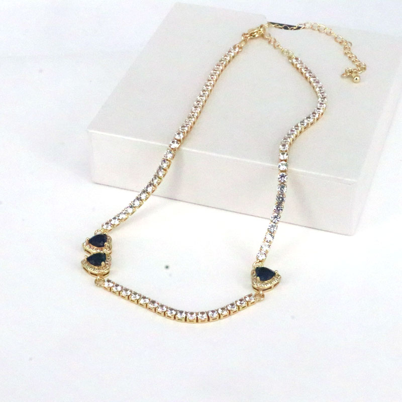 Elegant Simple Style Heart Shape Copper Gold Plated Zircon Necklace In Bulk display picture 1