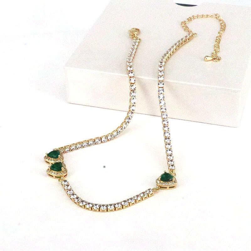 Elegant Simple Style Heart Shape Copper Gold Plated Zircon Necklace In Bulk display picture 4