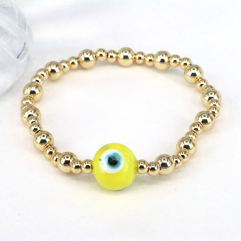 Classical Retro Simple Style Round Devil's Eye Gold Plated Glass Wholesale Bracelets display picture 6