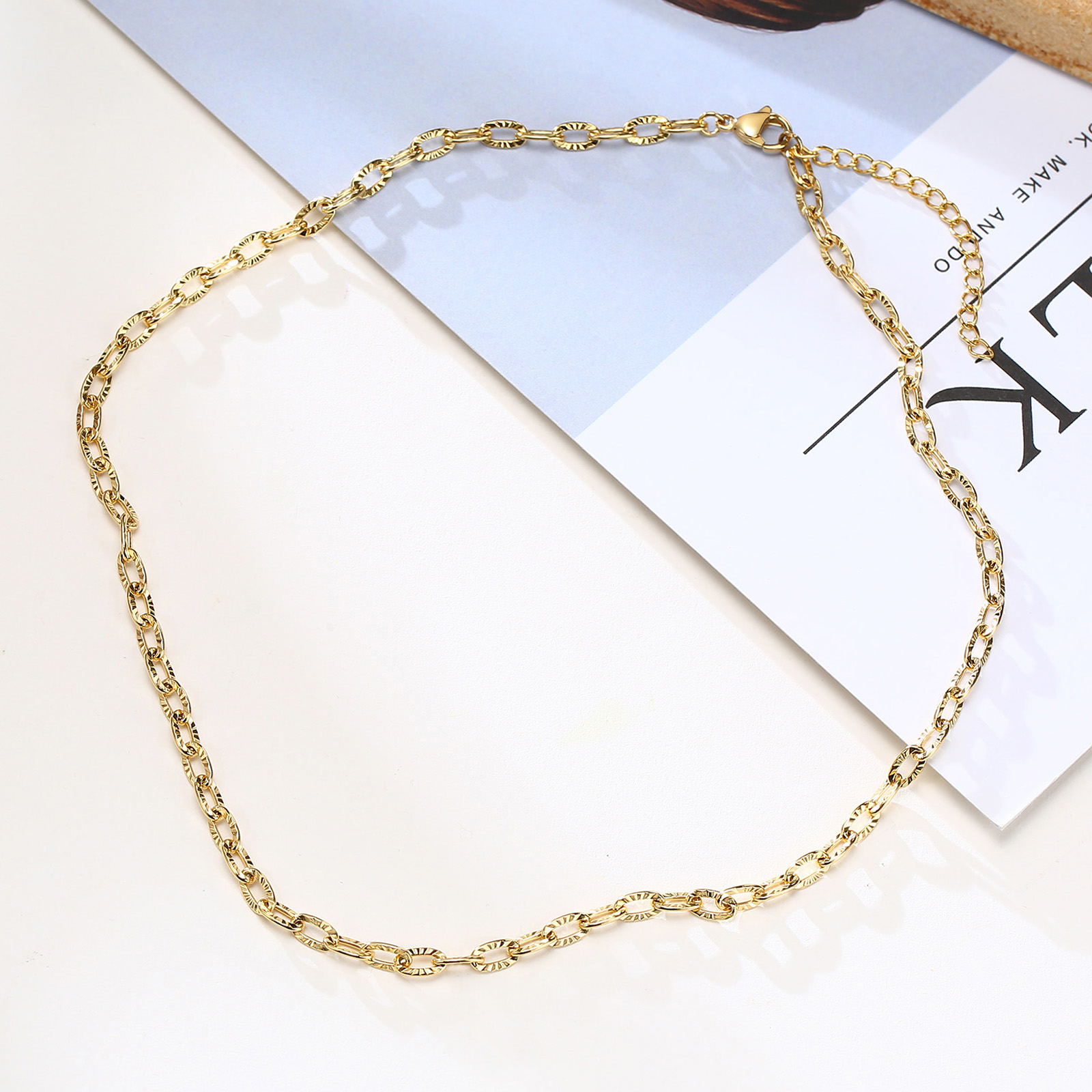 201 Stainless Steel Simple Style Patchwork Solid Color Titanium Steel Necklace display picture 5